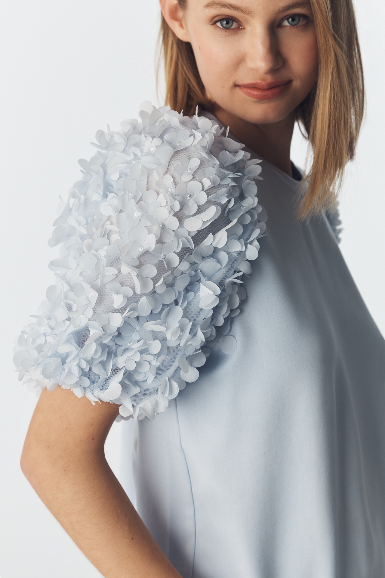 English Factory Textured Puff-Sleeve Top