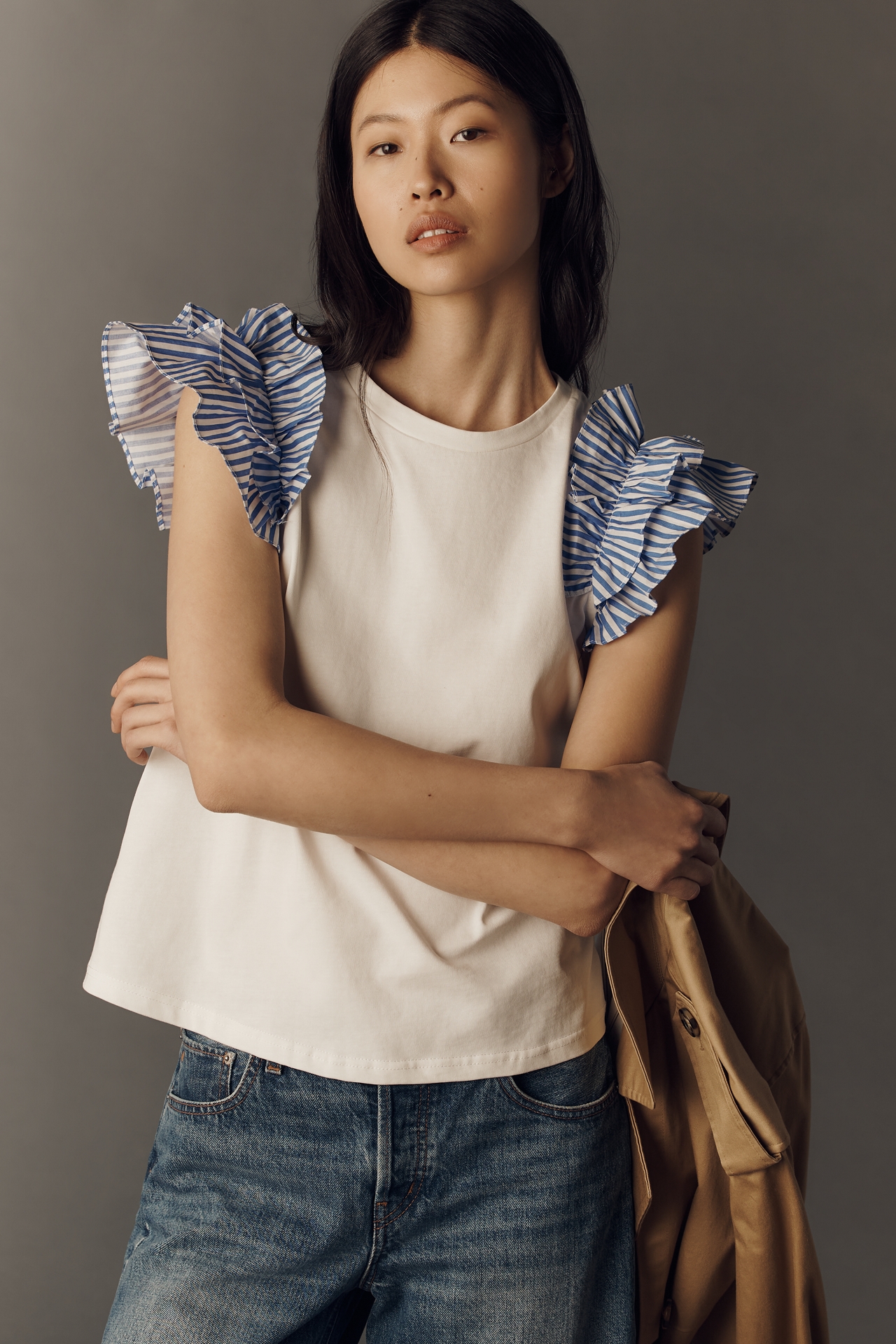 English Factory Ruffle Sleeve Top