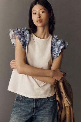 English Factory Ruffled Knit Top | Anthropologie