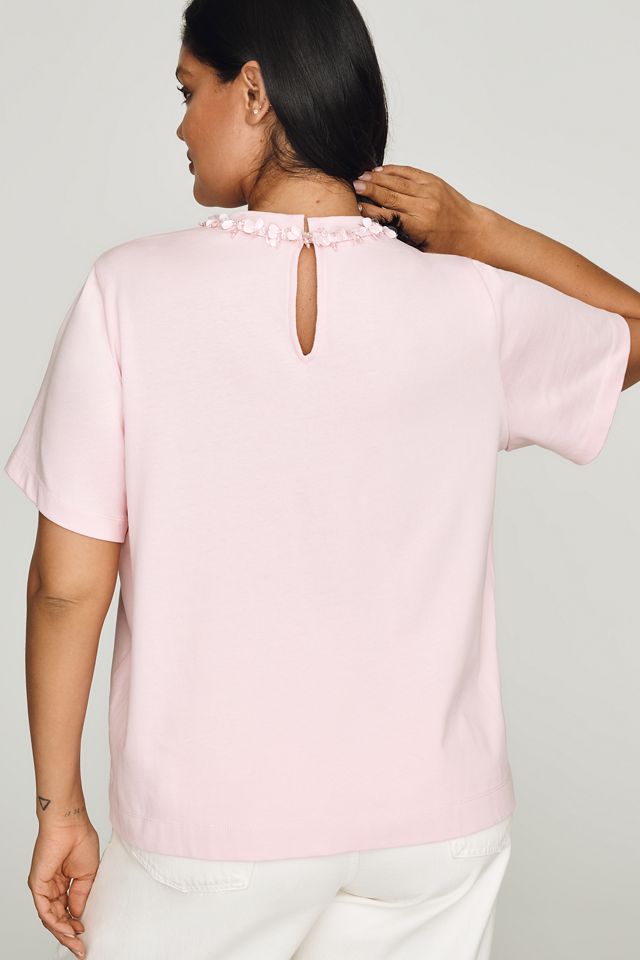 English Factory Cotton Beaded Bow Tee #1