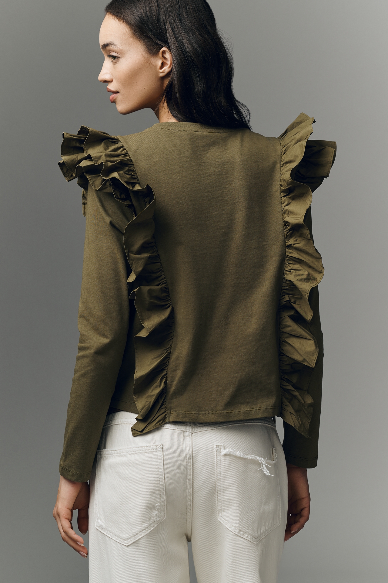 English Factory Ruffled Long-Sleeve Top