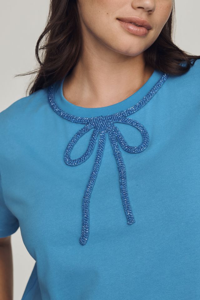 English Factory 100% Cotton Beaded-Bow Tee #2