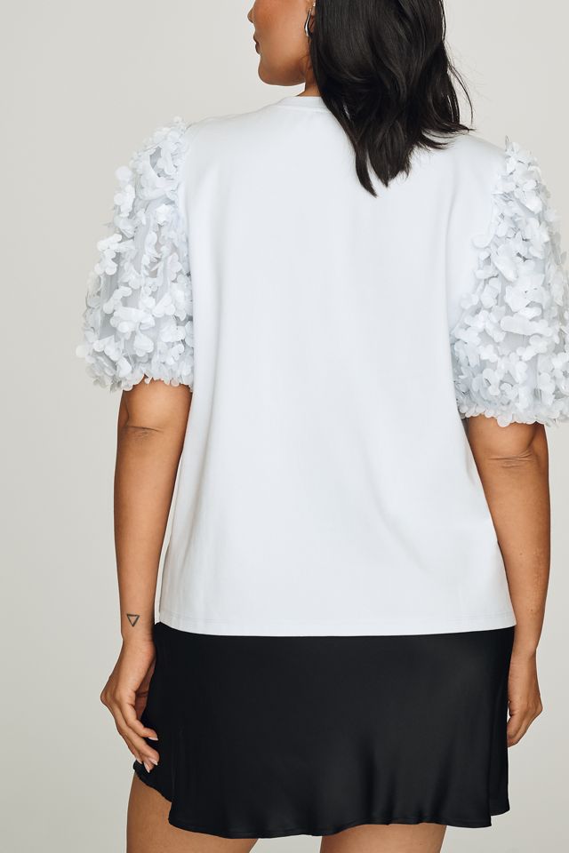 English Factory 100% Cotton Textured Puff Sleeve Tee #2