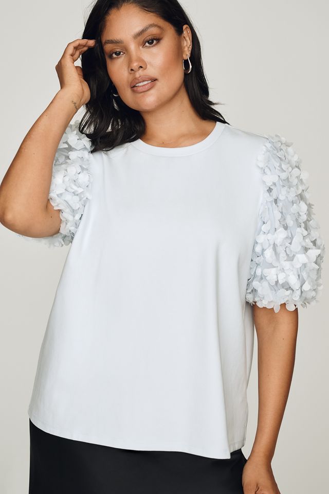 English Factory 100% Cotton Textured Puff Sleeve Tee #3