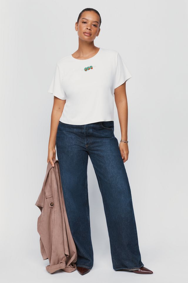 English Factory Olive Beaded Tee #1