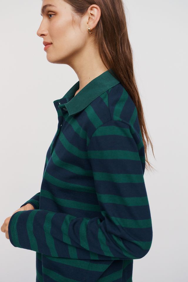 English Factory Cotton Blend Striped Polo Top #1