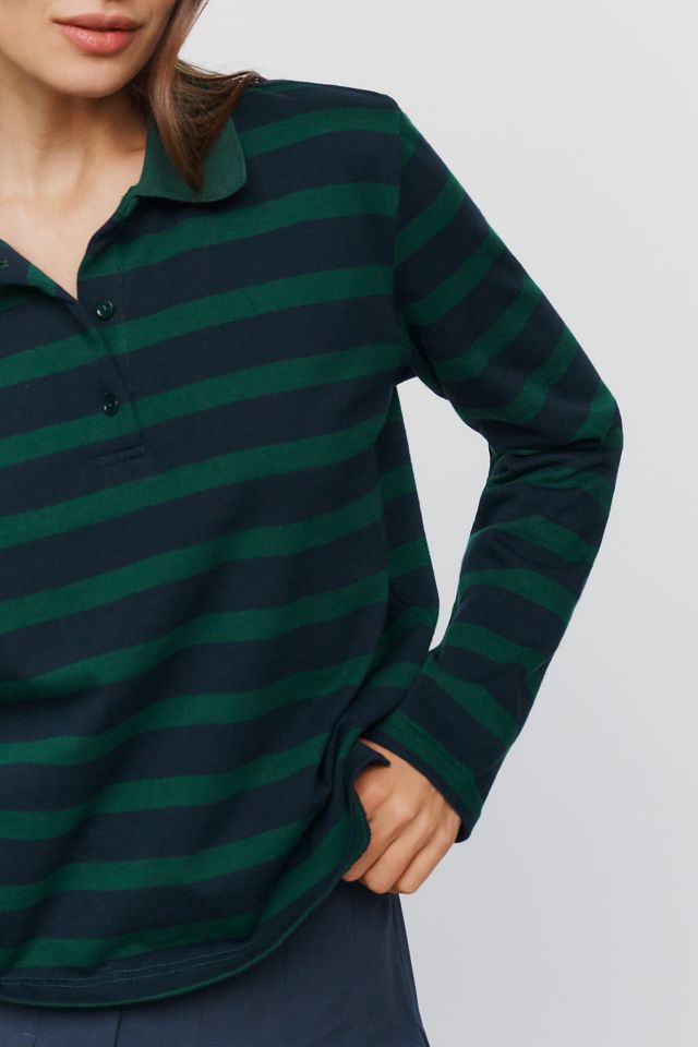 English Factory Cotton Blend Striped Polo Top #4