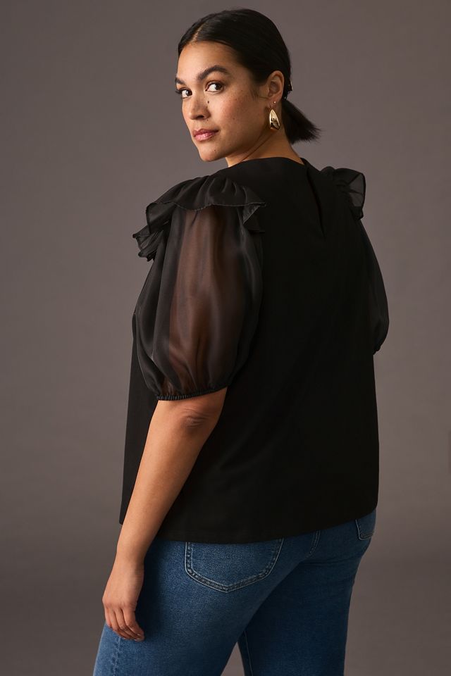 English Factory Puffed Mixed-Media Top #1