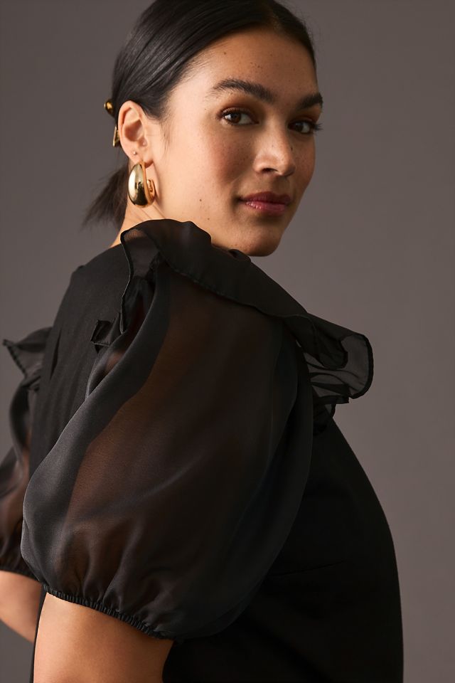 English Factory Puffed Mixed-Media Top #2