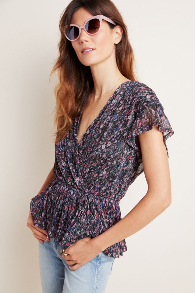 Dionne Metallic Floral Blouse | Anthropologie