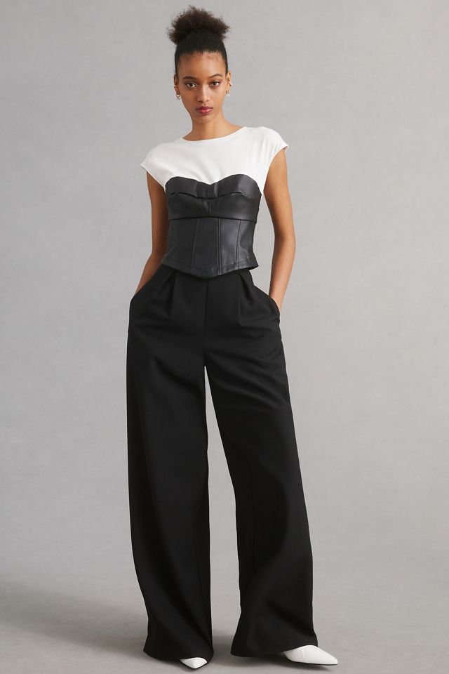 By Anthropologie Faux Leather Corset Top #1