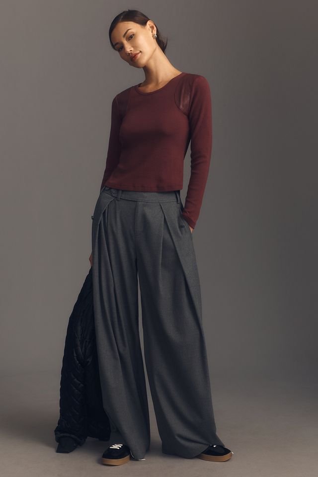 Maeve Faux Leather-Inset Pullover #2