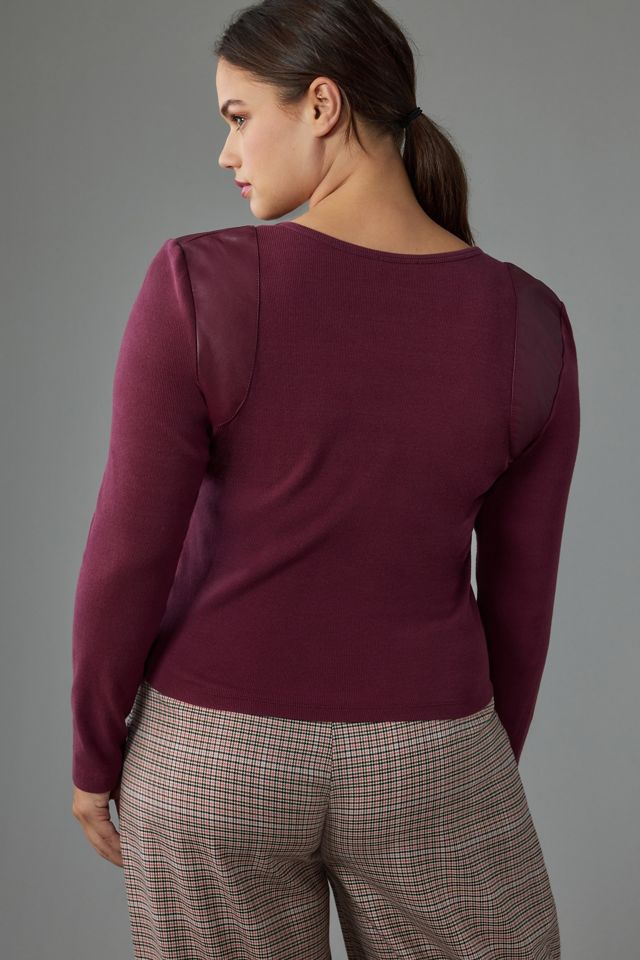 Maeve Faux Leather-Inset Pullover #5