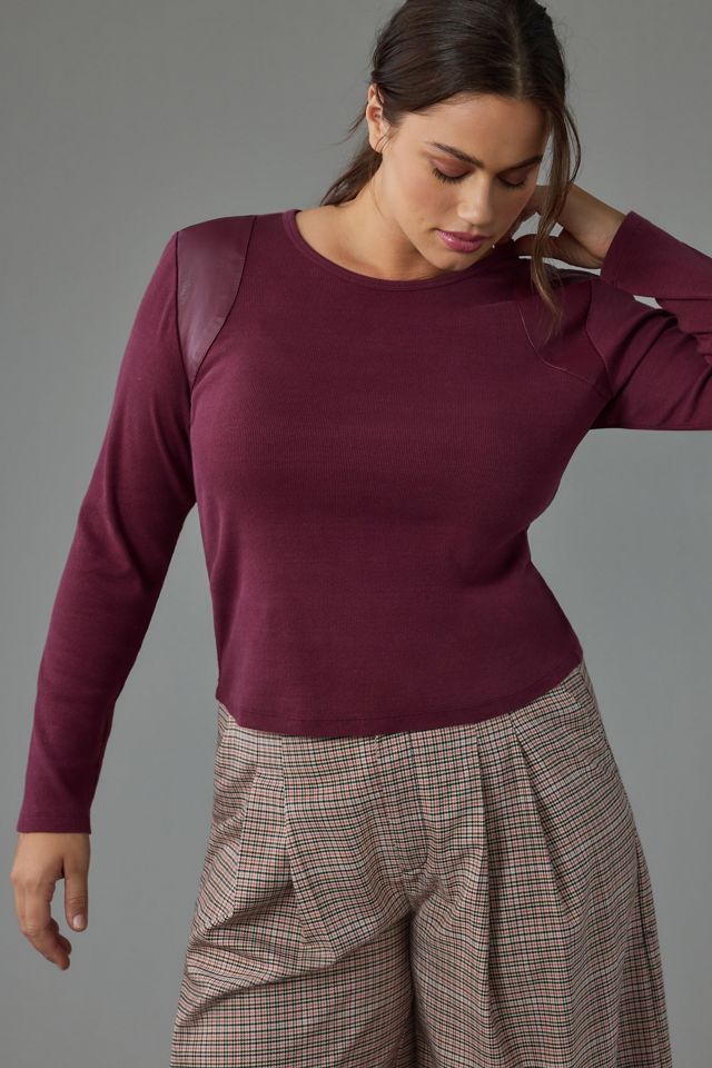 Maeve Faux Leather-Inset Pullover #7