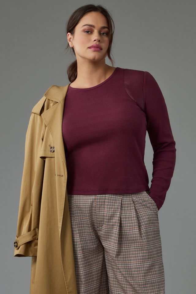 Maeve Faux Leather-Inset Pullover #4
