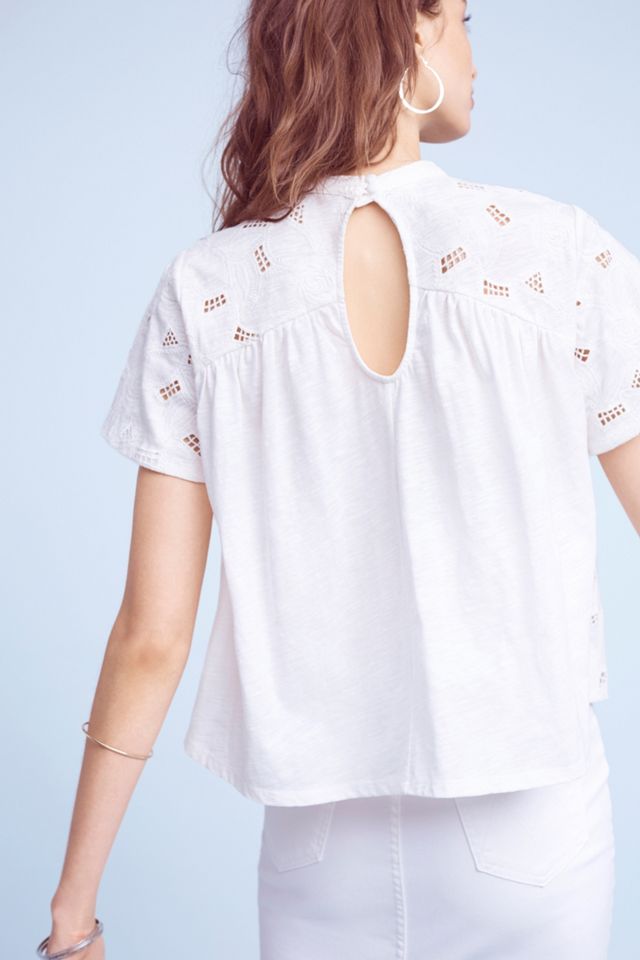 Eyelet Mock Neck Top #1