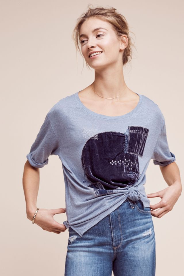 Patched Velvet Tee #1