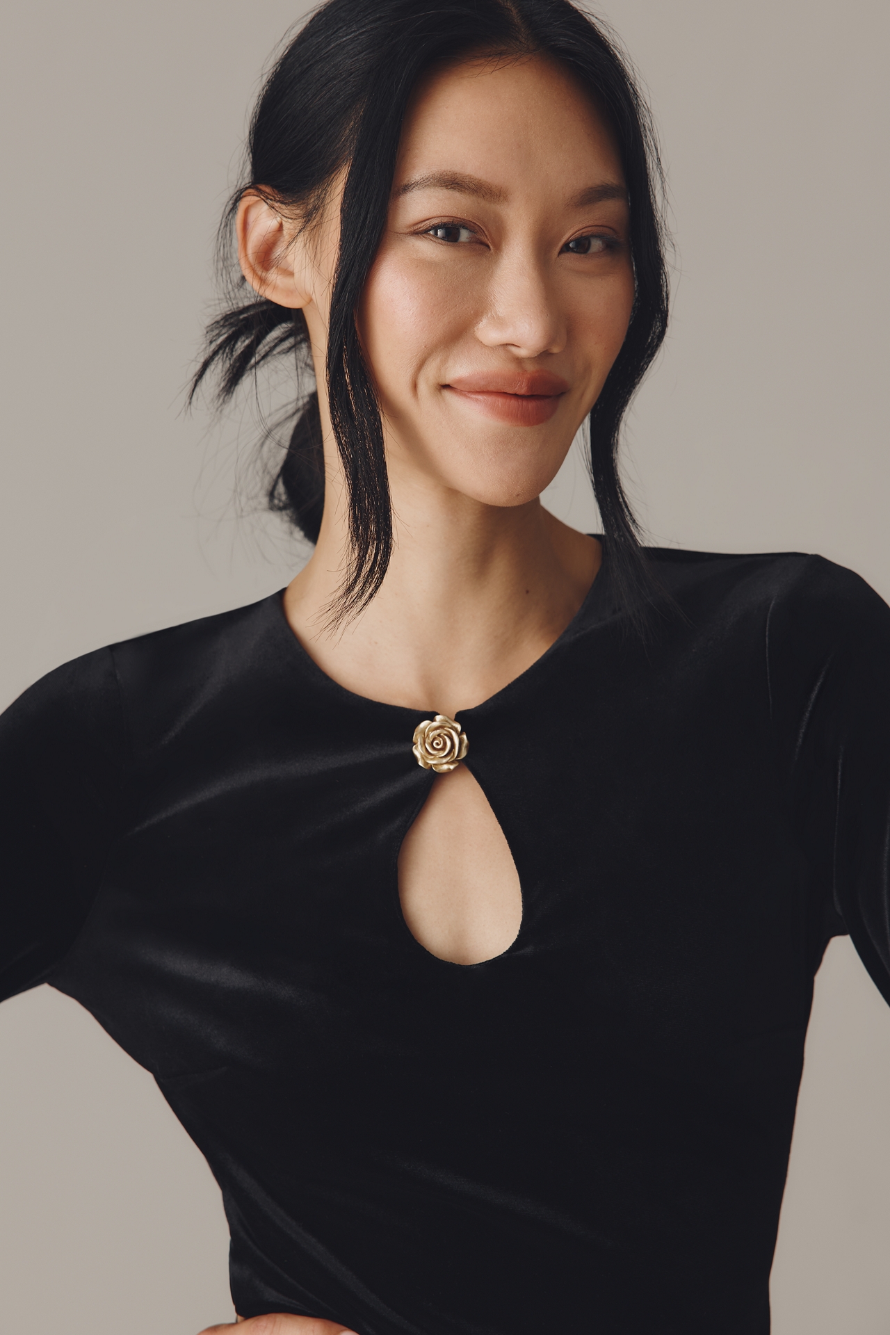 Avec Les Filles Long-Sleeve Cutout Top