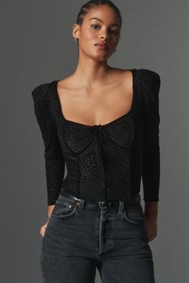 Avec Les Filles Long-Sleeve Sweetheart Top