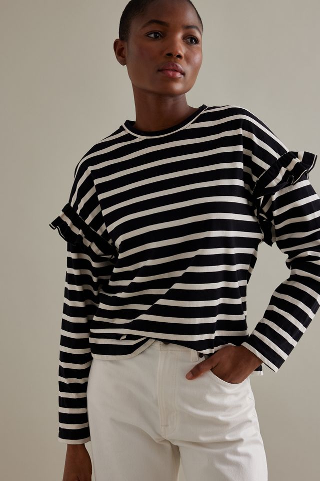 Scattered Dot L/S Ruffle Tee main image 1
