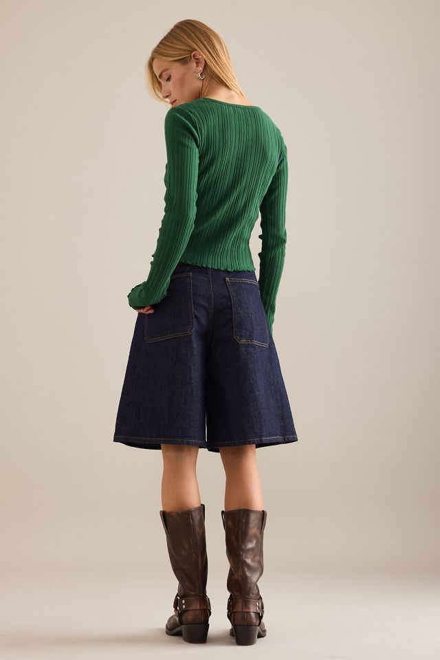 Pilcro Scoop-Neck Ribbed Long Sleeve T-Shirt #1