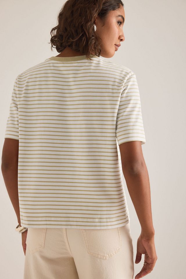 Selected Essential Gestreiftes Baumwoll-T-Shirt #1