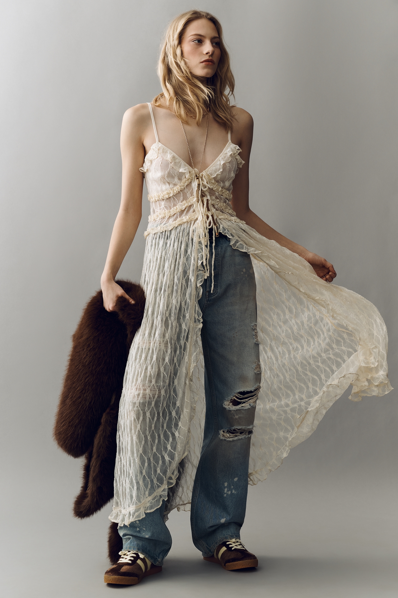 ASTR The Label Sariyah Longline Sheer Top