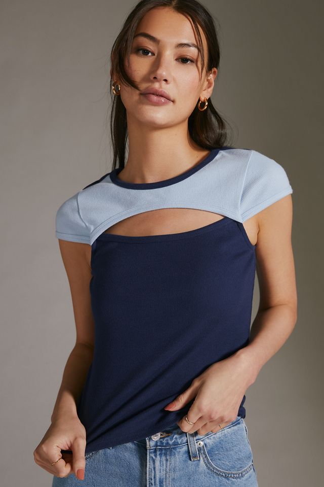 Maeve Cutout Colorblock Baby Tee #3