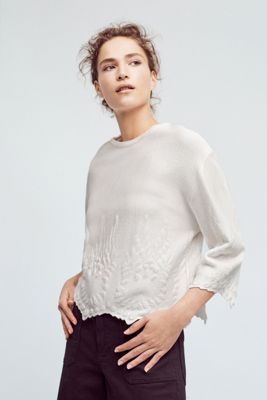 Scalloped Snow Pullover