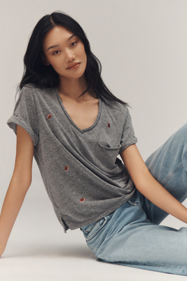 The Quinn Short-Sleeve V-Neck Tee by Pilcro