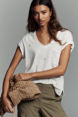 Pilcro Quinn Drapey V-Neck Tee 