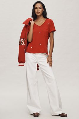 The Quinn Short-Sleeve V-Neck Tee by Pilcro