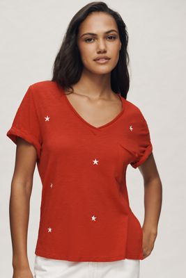 Das Quinn Kurzarm-V-Ausschnitt-T-Shirt von Pilcro