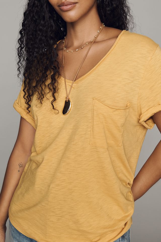 Pilcro Quinn Drapey V-Neck Tee #7