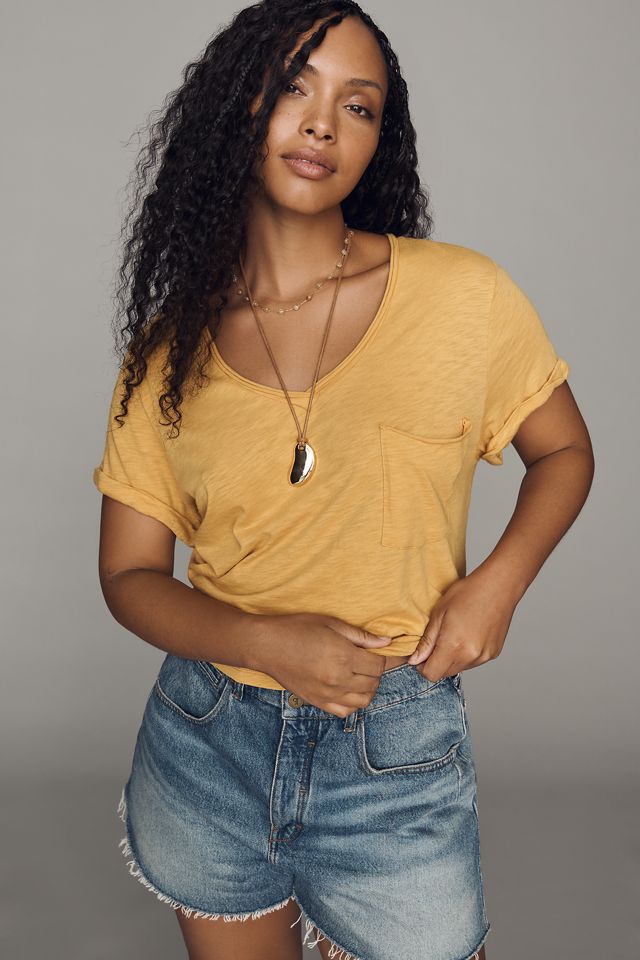 Pilcro Quinn Drapey V-Neck Tee #4
