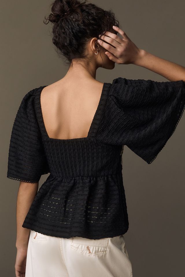 Sarah Hann Flutter-Sleeve Crochet Top #1