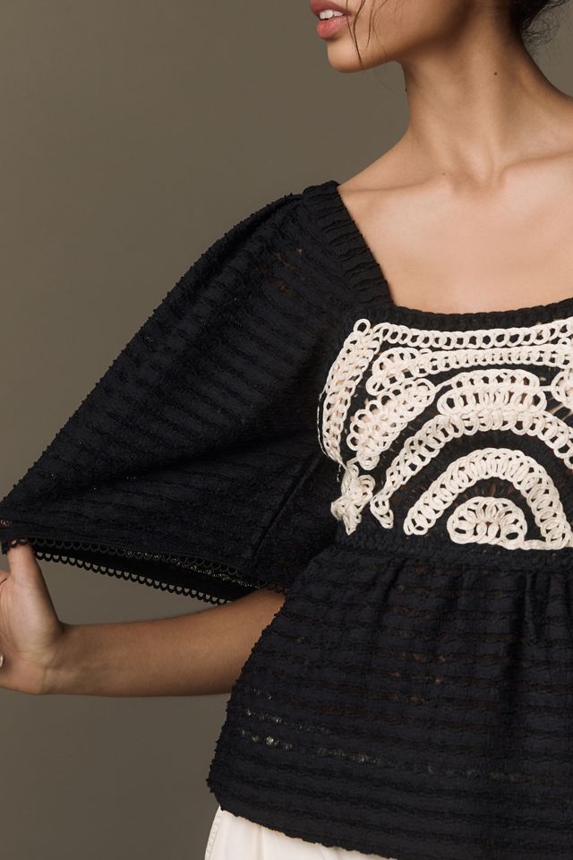 Sarah Hann Flutter-Sleeve Crochet Top #3