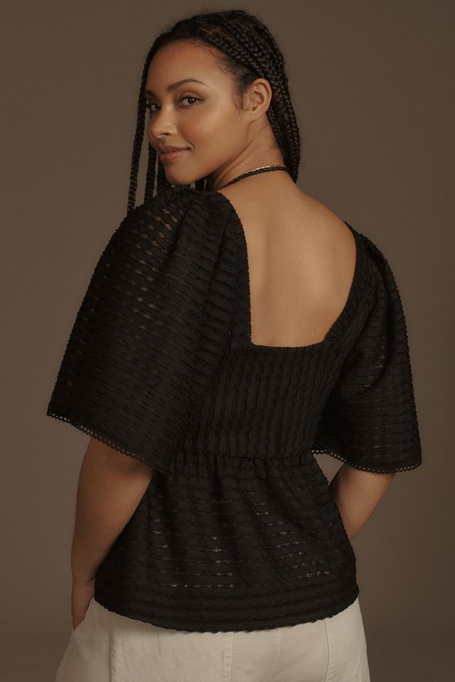 Sarah Hann Flutter-Sleeve Crochet Top #5