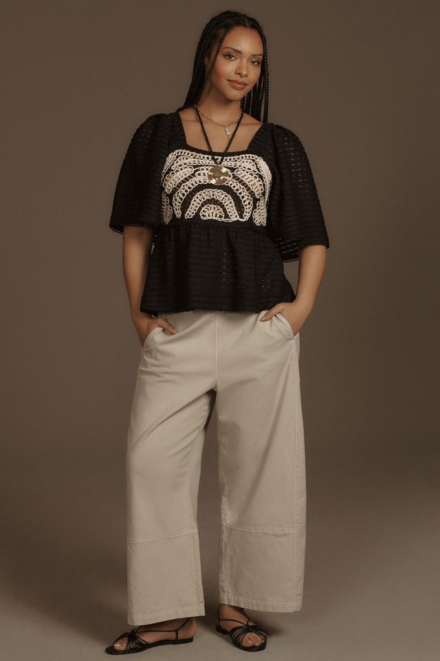 Sarah Hann Flutter-Sleeve Crochet Top #6