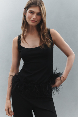 Hutch Rizzo Feather Tank Top In Black