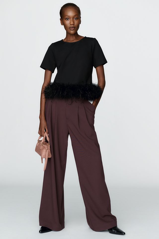 Hutch Ponte & Faux Feather Trim Top #1