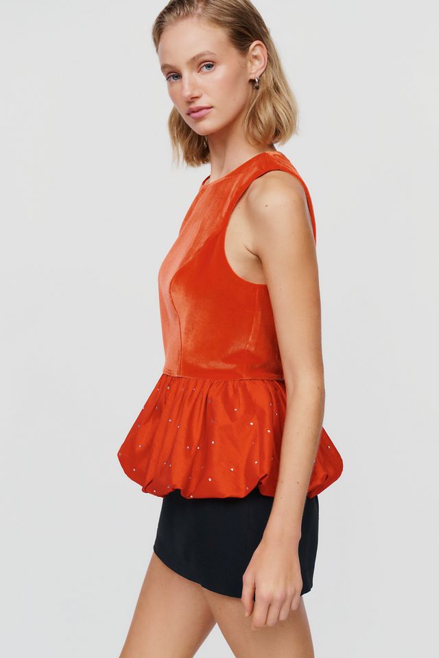 HUTCH Velvet Peplum Top #1