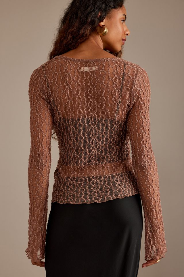 T-shirt à manches longues et boutons en dentelle By Anthropologie #3