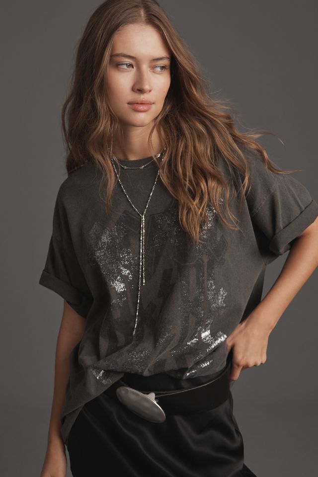 By Anthropologie AC/DC Metallic Graphic Tee #3