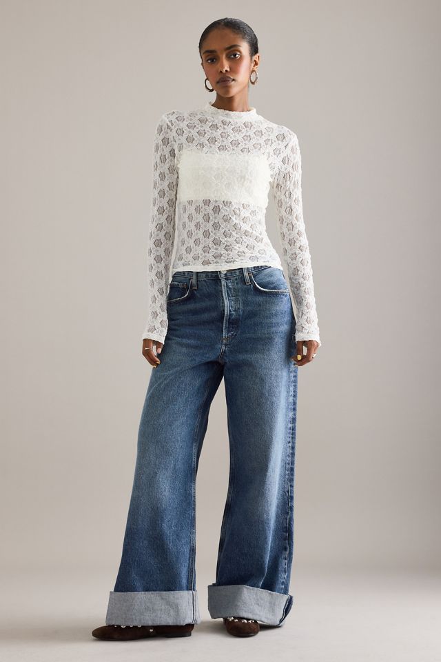 By Anthropologie Lace Turtleneck Long-Sleeve Top #3