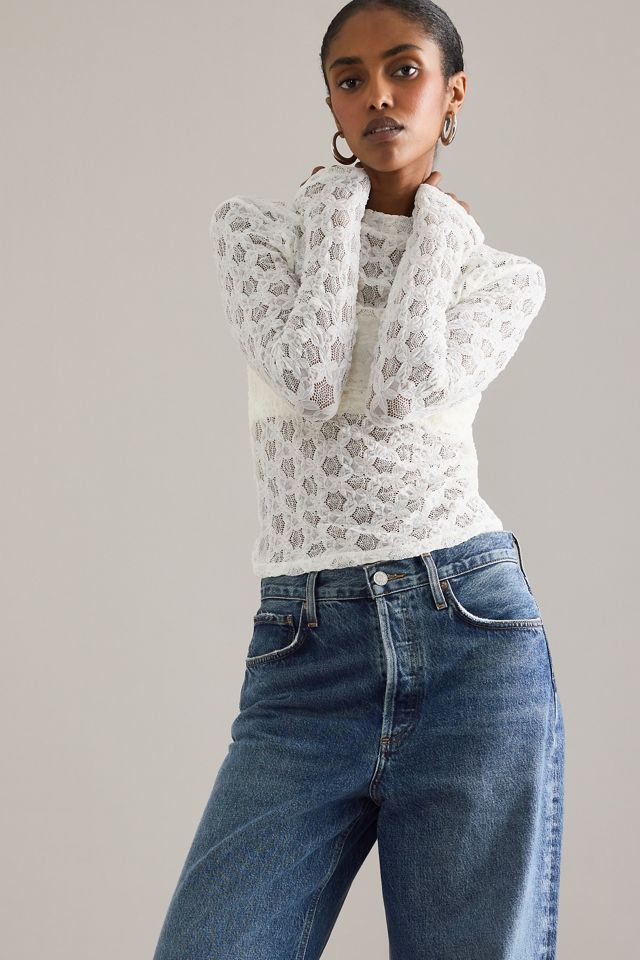 By Anthropologie Lace Turtleneck Long-Sleeve Top #5