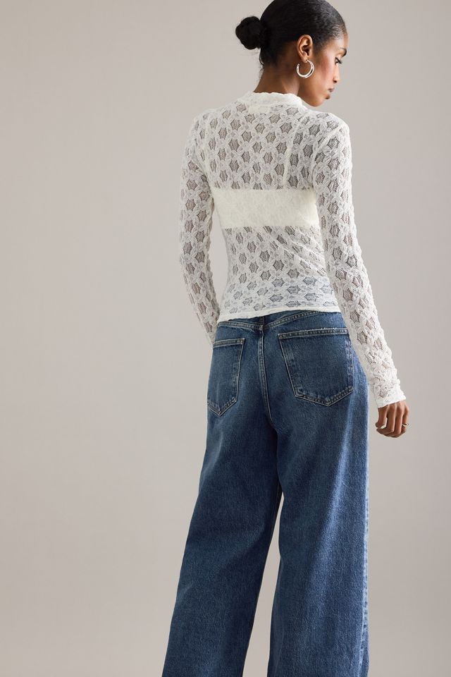 By Anthropologie Lace Turtleneck Long-Sleeve Top #1