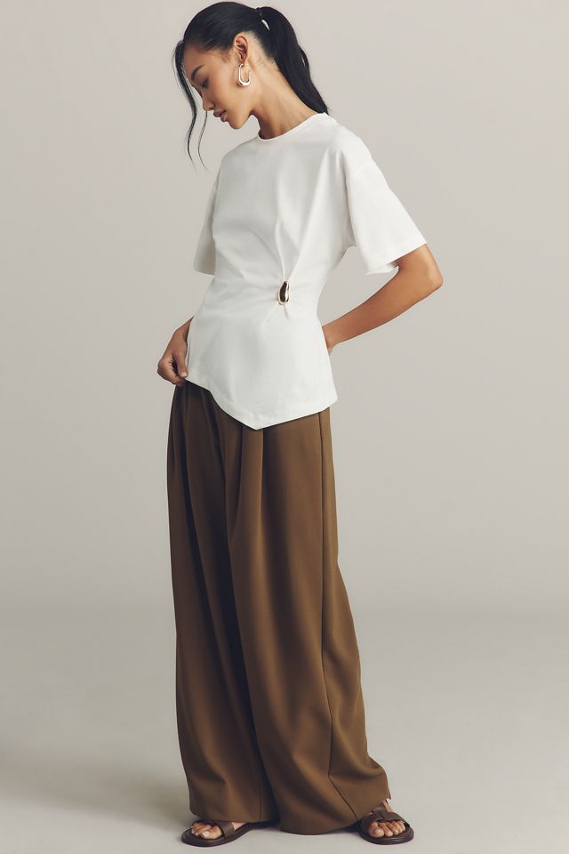 By Anthropologie Short-Sleeve Hardware Gathered Top #2