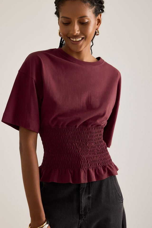 By Anthropologie Shirred Waisted T-Shirt #3