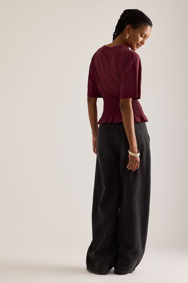 By Anthropologie Shirred Waisted T-Shirt #1